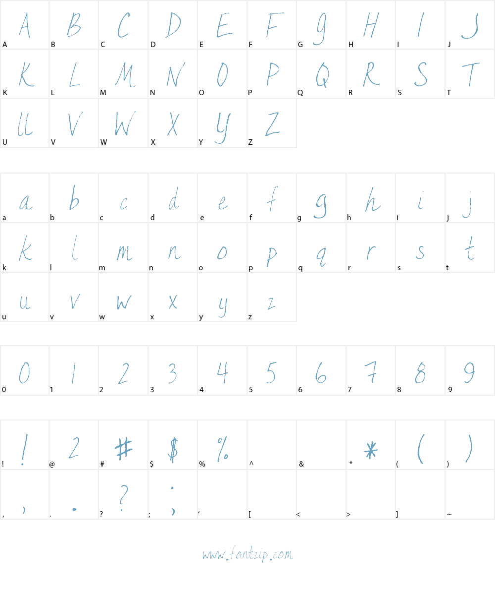 AEZ Kate's Handwriting Font Character